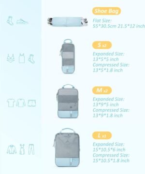 BAGSMART 6 Set/4 Set/2 Set Compression Packing Cubes for Travel, Lightweight Vacation Travel Essentials, Travel Accessories for Suitcase Organizer Bags Set, Durable Luggage Organizer Travel Bags