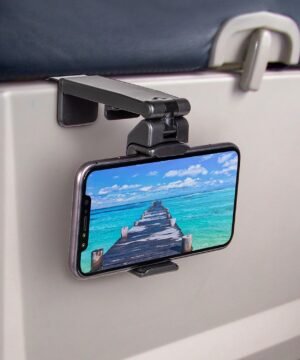 Perilogics Universal in Flight Airplane Phone Holder Mount. Hands Free Viewing with Multi-Directional Dual 360 Degree Rotation. Pocket Size Must Have Travel Essential Accessory for Flying